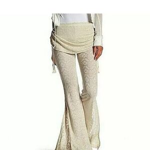 NWT Peace Love Women's World Pants Flare Fashion Bell Bottoms Ivory Size L($128)